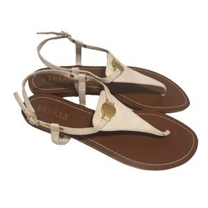 Lauren Ralph Lauren Signature Sandals White  Gold Size 10 B